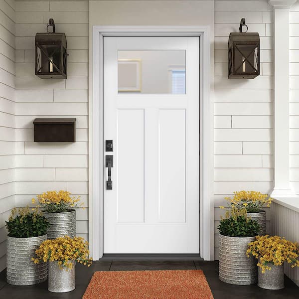Performance Door System 36 in. x 80 in. Winslow Clear Right-Hand Inswing White Smooth Fiberglass Prehung Front Door