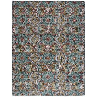 Safavieh Aspen APN273M Tappeto Runner In Lana Bohémien – 7,6 X 20,3 Cm (Blu E Oro) – Fatto A Mano Per Soggiorno E Camera Da Letto