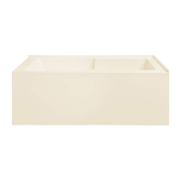Claire 60 in. x 32 in. Soaking Alcove Corner Apron Bathtub with Right Drain in Glossy Bisque