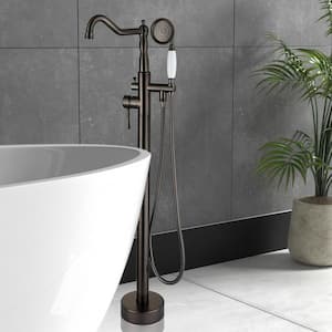 2-Handle Freestanding Tub Faucet with Hand Shower in Oil-Rubbed Bronze