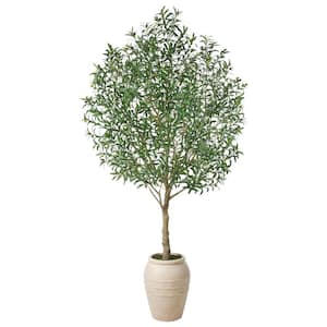 9 ft. Artificial Olive Tree with Planter, Large Faux Olive Silk Tree for Indoor Home Decor and Housewarming Gift