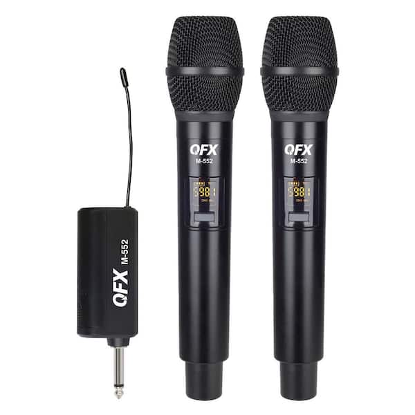 16-Channel UHF Multi-Frequency Microphone System with 2 Handheld Microphones and Dual-Channel Plug-in Receiver