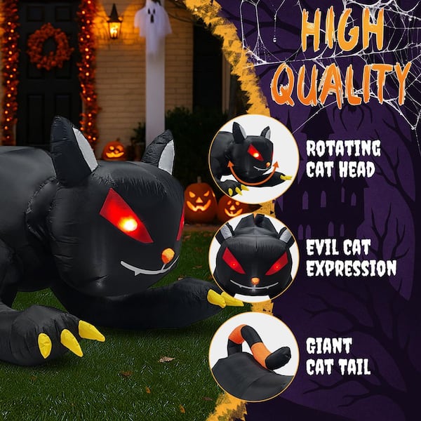 Karl home 6.5 ft. LED Animated Black Cat with Shakable Head