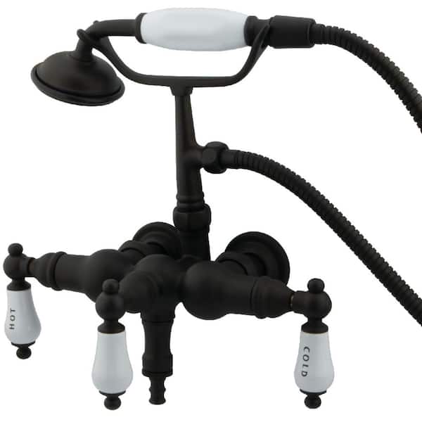 Kingston Brass Vintage 3-3/8 in. Center 3-Handle Claw Foot Tub Faucet with Handshower in Oil Rubbed Bronze