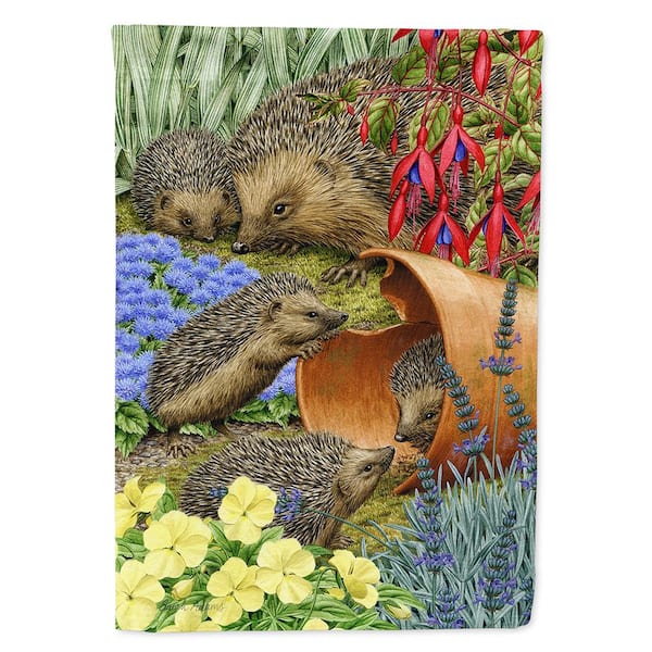 Caroline's Treasures 28 in. x 40 in. Polyester Hedgehogs in the Flower Pot Flag Canvas House Size 2-Sided Heavyweight
