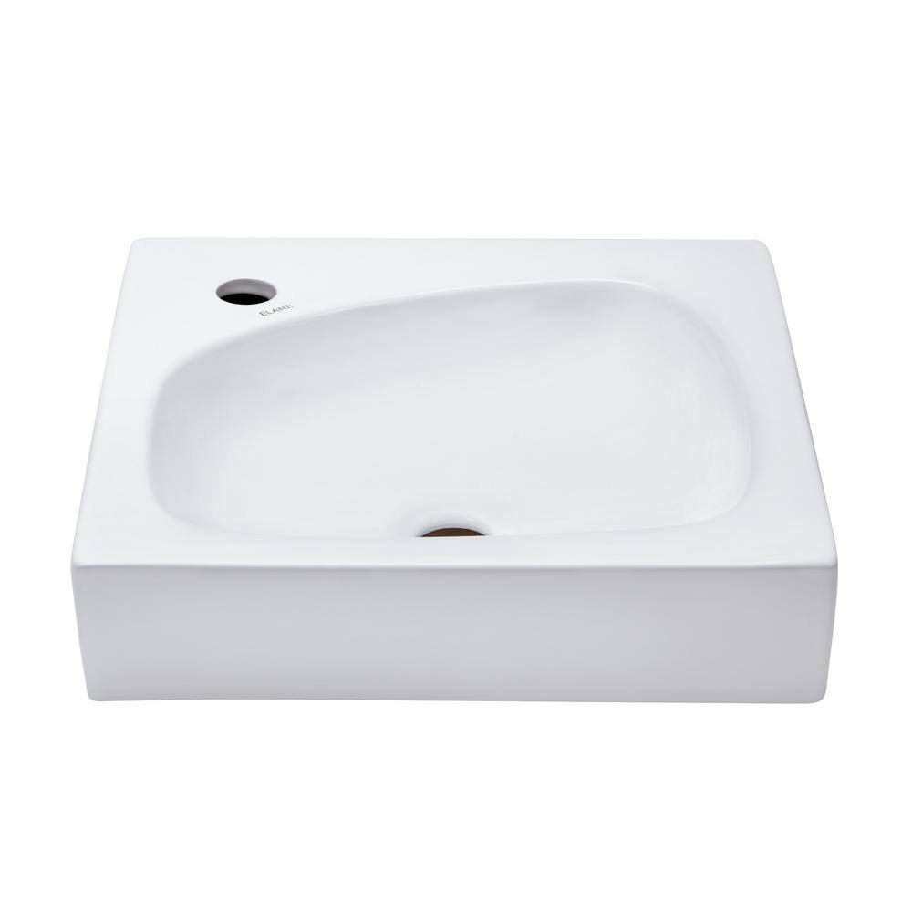 Elanti 16'' White Ceramic Square Wall-Mount Bathroom Sink