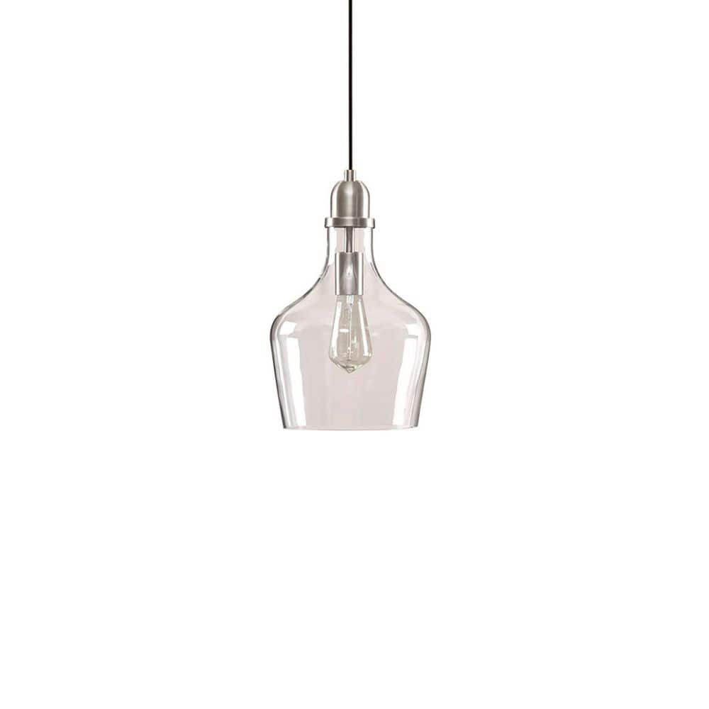 60-Watt 1 Light Silver Bell Shaped Hanging Pendant Light with Glass Shade price history on PriceWatchPro