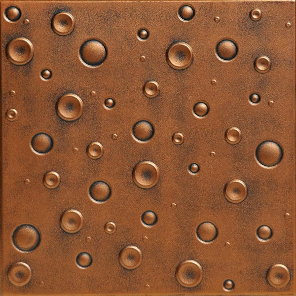 A La Maison Ceilings Bubbles 1.6 ft. x 1.6 ft. Glue Up Foam Ceiling Tile in Antique Bronze