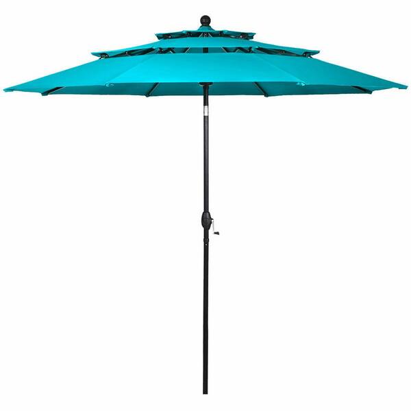 Casainc 10 Ft 3 Tier Double Vented Aluminum Sunshade Shelter Market Patio Umbrella In Turquoise Without Base Hyub 04ls The Home Depot Casainc 10 Ft 3 Tier Double Vented, Turquoise Umbrella Patio Furniture