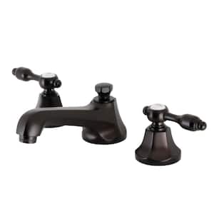 Tudor 2-Handle 8 in. Widespread Bathroom Faucets with Brass Pop-Up in Oil Rubbed Bronze