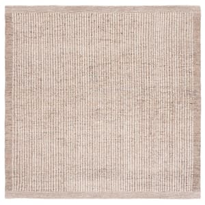 Metro Ivory/Light Brown 6 ft. x 6 ft. Gradient Striped Square Area Rug