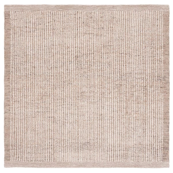 SAFAVIEH Metro Ivory/Light Brown 6 ft. x 6 ft. Gradient Striped Square Area Rug