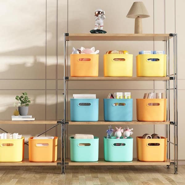 Multi-Colored 9.8 in. x 5.7 in. Plastic Decorative Basket Set of 8