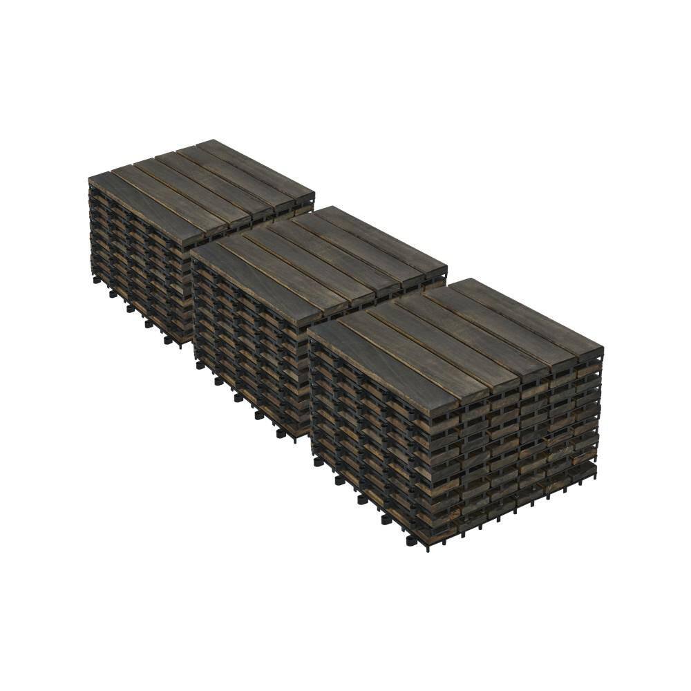 30 PCS 12 in. x 12 in. Dark Brown Striped Pattern Square Acacia Hardwood Outdoor Flooring price history on PriceWatchPro