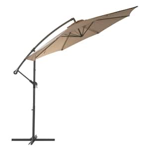 9.5 ft. Steel Cantilever UV Resistant Offset Patio Umbrella in Sandy Brown