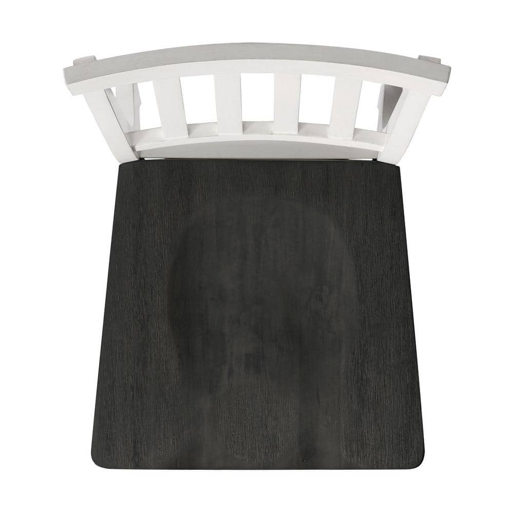 Gray and White Wooden Slat Back Side Chair