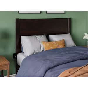 NoHo Brown Full Solid Wood Headboard with USB Charger