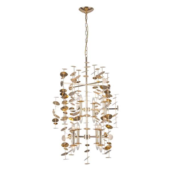 Yukari 41 in. 16 Light 40-Watt Polished Brass Chandelier