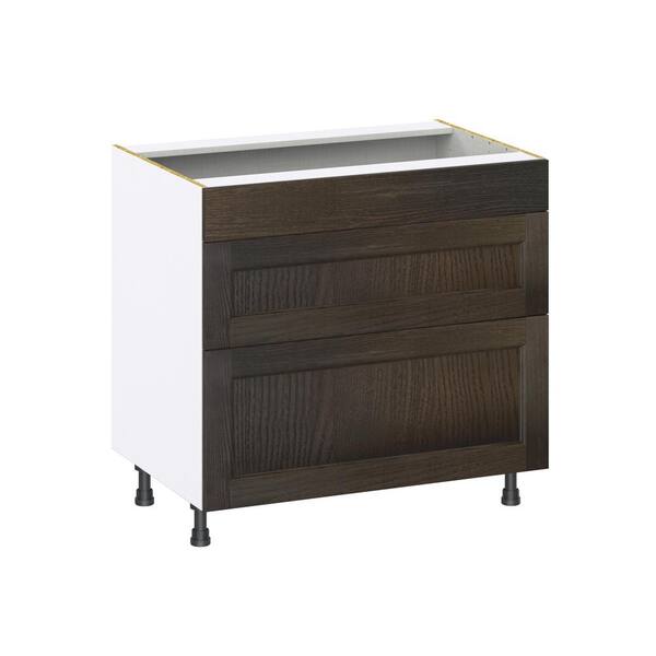 J COLLECTION Lincoln Chestnut Solid Wood Assembled Base Kitchen Cabinet for Cooktop with False Front 36 in.W x 34.5 in. H x 24 in. D