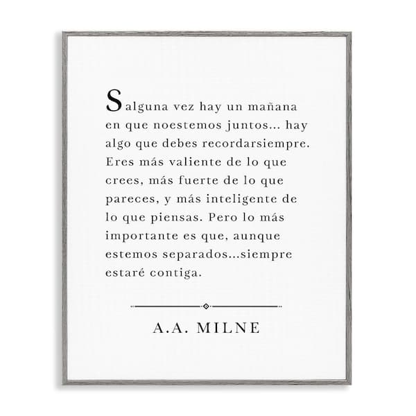 Stupell Industries A.A. Milne Quote Translation by Lettered and Lined Gray Framed Typography Giclee Art Print 20 in. x 16 in.