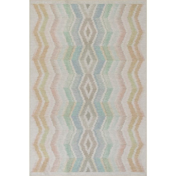 Chevron Machine Washable Multi 6 ft. x 9 ft. Indoor Area Rug