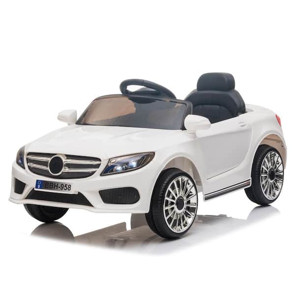 Karl home 12-Volt Kids Ride On Car with 2.4GHZ Remote Control LED Lights White