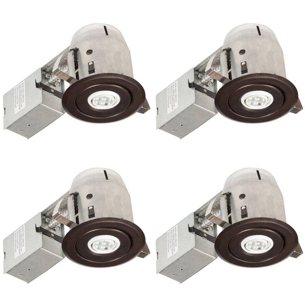 3 in. Oil Rubbed Bronze IC Rated Swivel Spotlight LED Recessed Lighting Kit