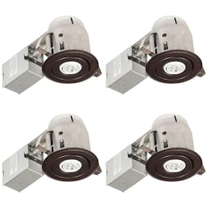 3 in. Oil Rubbed Bronze IC Rated Swivel Spotlight LED Recessed Lighting Kit, LED Bulbs Included (4-Pack)