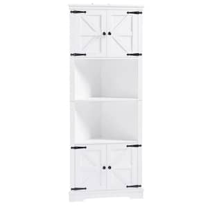 26 in. W x 13.9 in. D x 67 in. H White MDF Freestanding Linen Cabinet with Doors and Adjustable Shelf