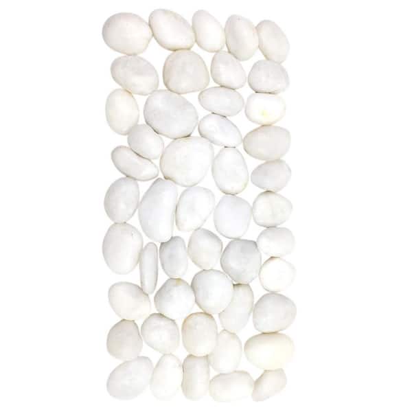 11. 81 in. x 8. 03 in. x 2. 87 in. Oval Polished White Pebbles Natural Step Stone Bag Decorative Landscaping 10-Piece