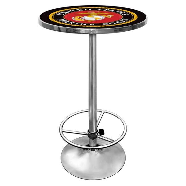 Trademark United States Marine Corps Chrome Pub/Bar Table