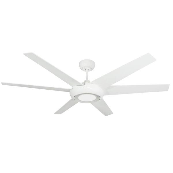 TroposAir Elegant 60 in. LED Indoor/Outdoor Pure White Ceiling Fan with Light and Remote Control