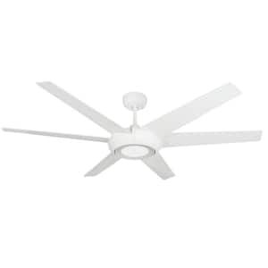 Elegant II WiFi 60 in. Integrated LED Indoor/Outdoor Pure White Smart Ceiling Fan with Light with Remote Control