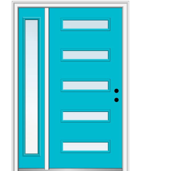 MMI Door 51 in. x 81.75 in. Davina Low-E Glass Left-Hand 5-Lite Modern Painted Fiberglass Smooth Prehung Front Door with Sidelite