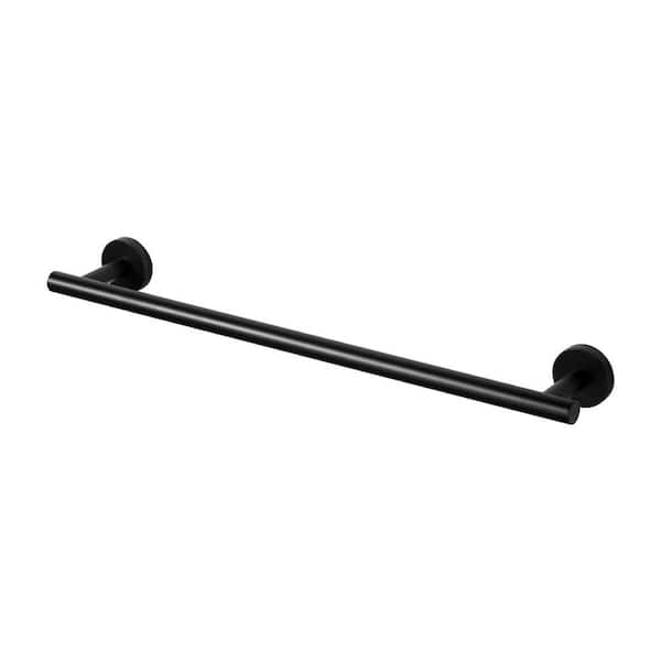 WOWOW 20 in. Stainless Steel Wall Mounted Single Towel Bar in Matte Black