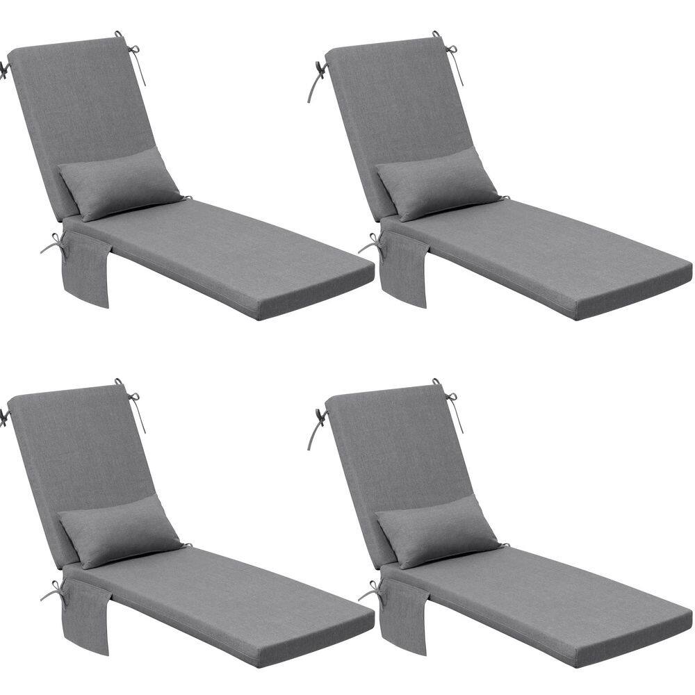4 Pieces Outdoor Chaise Lounge Cushion in Light Gray 80 in. x 23 in. x 2.8 in. Patio Chair Cushion with Zipper & Pillows price history on PriceWatchPro