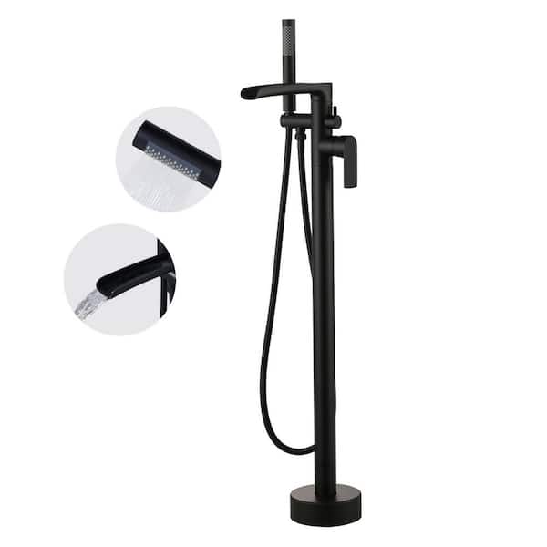 Single-Handle Freestanding Tub Faucet with Hand Shower in Matte Black