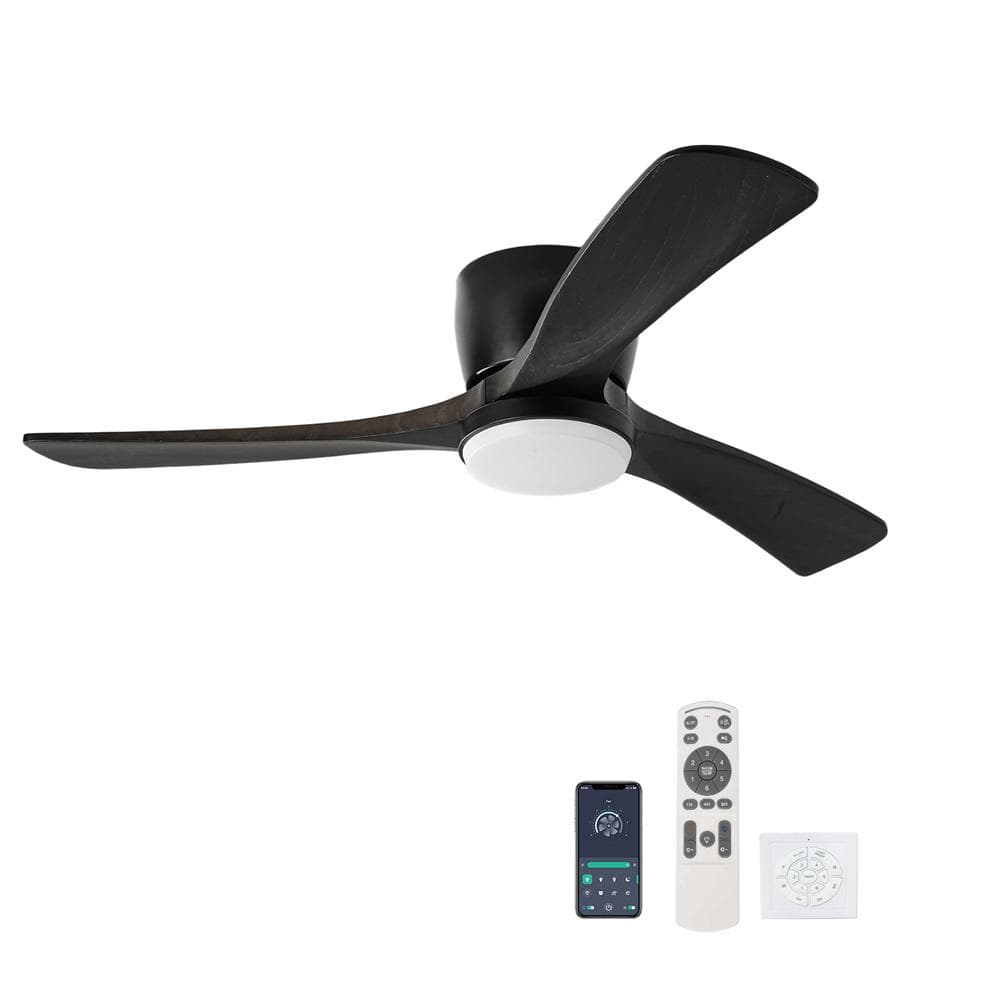 ❁⃘Hinael❁⃘ 42 in. Solid Wood Black Walnut Ceiling Fan with Light-Flush Mount