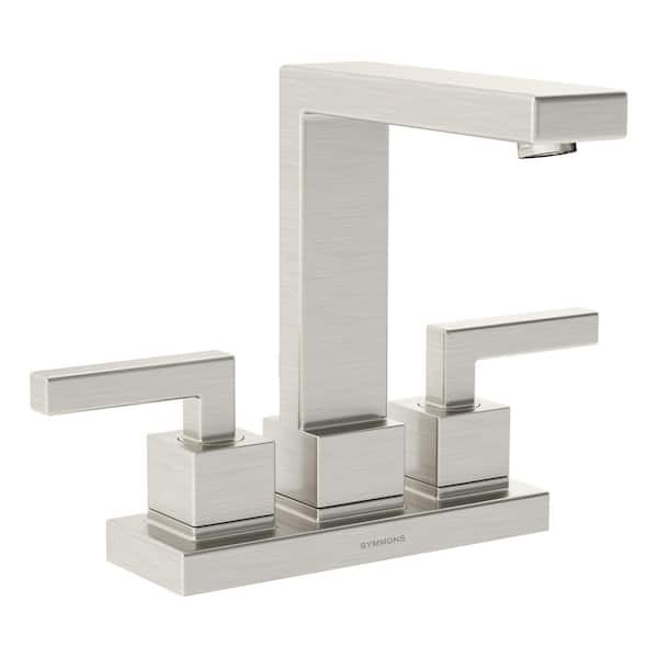 Symmons Duro 4 in. Centerset 2-Handle Bathroom Faucet with Drain Assembly in Brushed Nickel