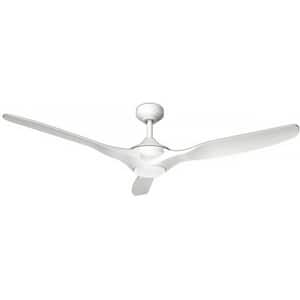 Benicia, 52 in. 3-Blade, Wet Rated, Ceiling Fan with White Housing and LED Dimmable Light and Remote Control