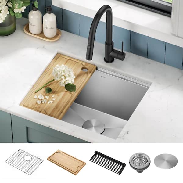KRAUS Workstation Kitchen Sink Solid Bamboo Cutting Board/Serving Board 