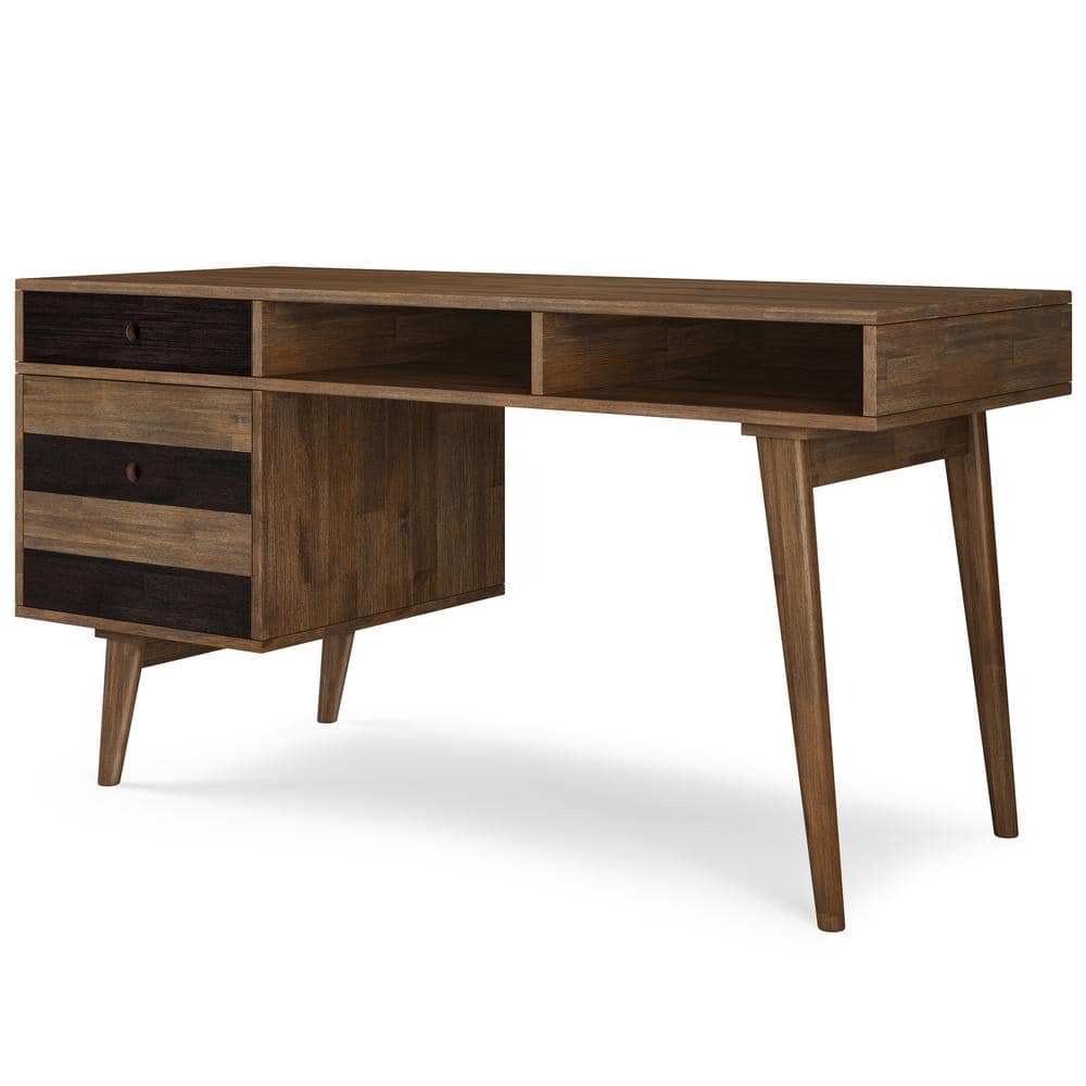 Clarkson 60" Aged Brown Solid Acacia Wood Computer Desk with Drawers