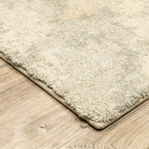 3' X 5' Grey Ivory Beige And Taupe Abstract Power Loom Stain Resistant Area Rug