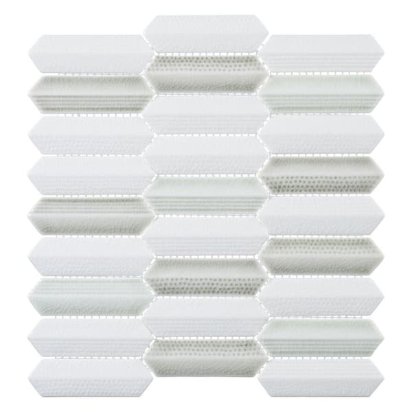 Soren Jahnek White 1 in. x 4 in. Hexagon Upcycled Textured Matte Glass Mosaic Wall Tile (4.3 sq. ft./Case)