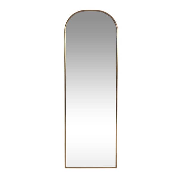 Noble House Revere 72 in. x 24 in. Modern Arch Framed Brushed Brass Accent Mirror