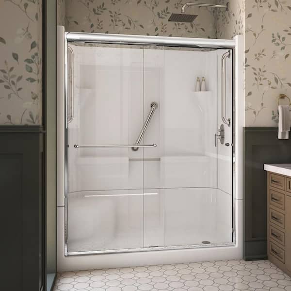 Accessible Living Harmony 60 in. L x 30 in. W x 74 in. H Alcove Right Drain Shower Door Kit in Chrome