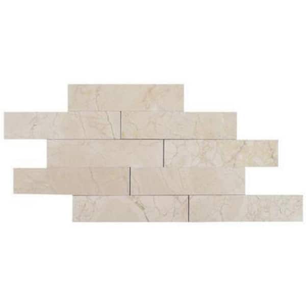 Ivy Hill Tile Brushed Crema Marfil Marble Mosaic Tile - 2 in. x 8 in. Tile Sample