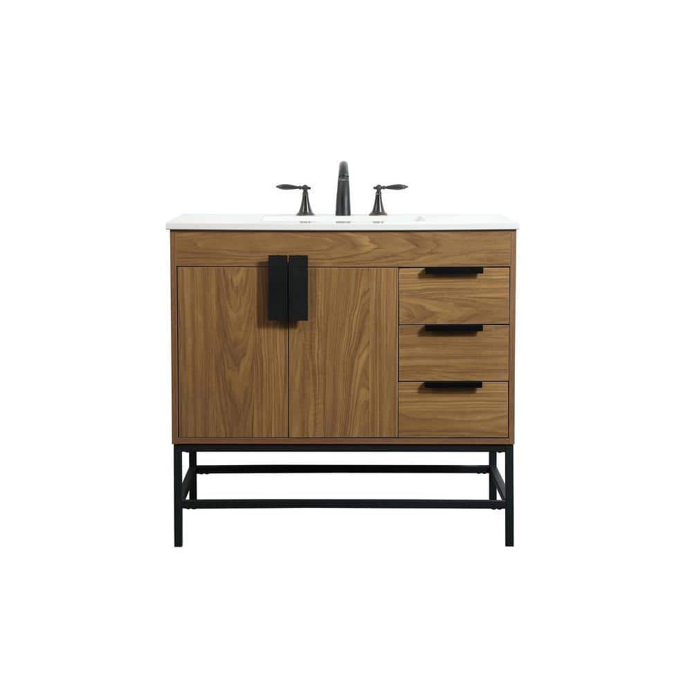 Simply Living 36 in. W x 22 in. D x 33.5 in. H Bath Vanity in Walnut Brown 