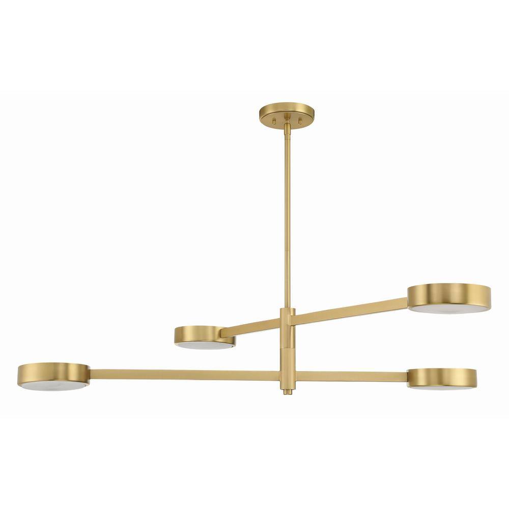 Modern Gold 4-Light Adjustable Alabaster Stone Chandelier