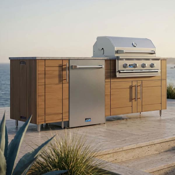Sundown 90.5 in. W 4-Burner Propane Grill Island in Sanibel Teak Brown with Propane Cabinet